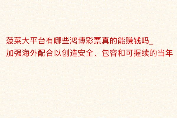菠菜大平台有哪些鸿博彩票真的能赚钱吗_加强海外配合以创造安全、包容和可握续的当年
